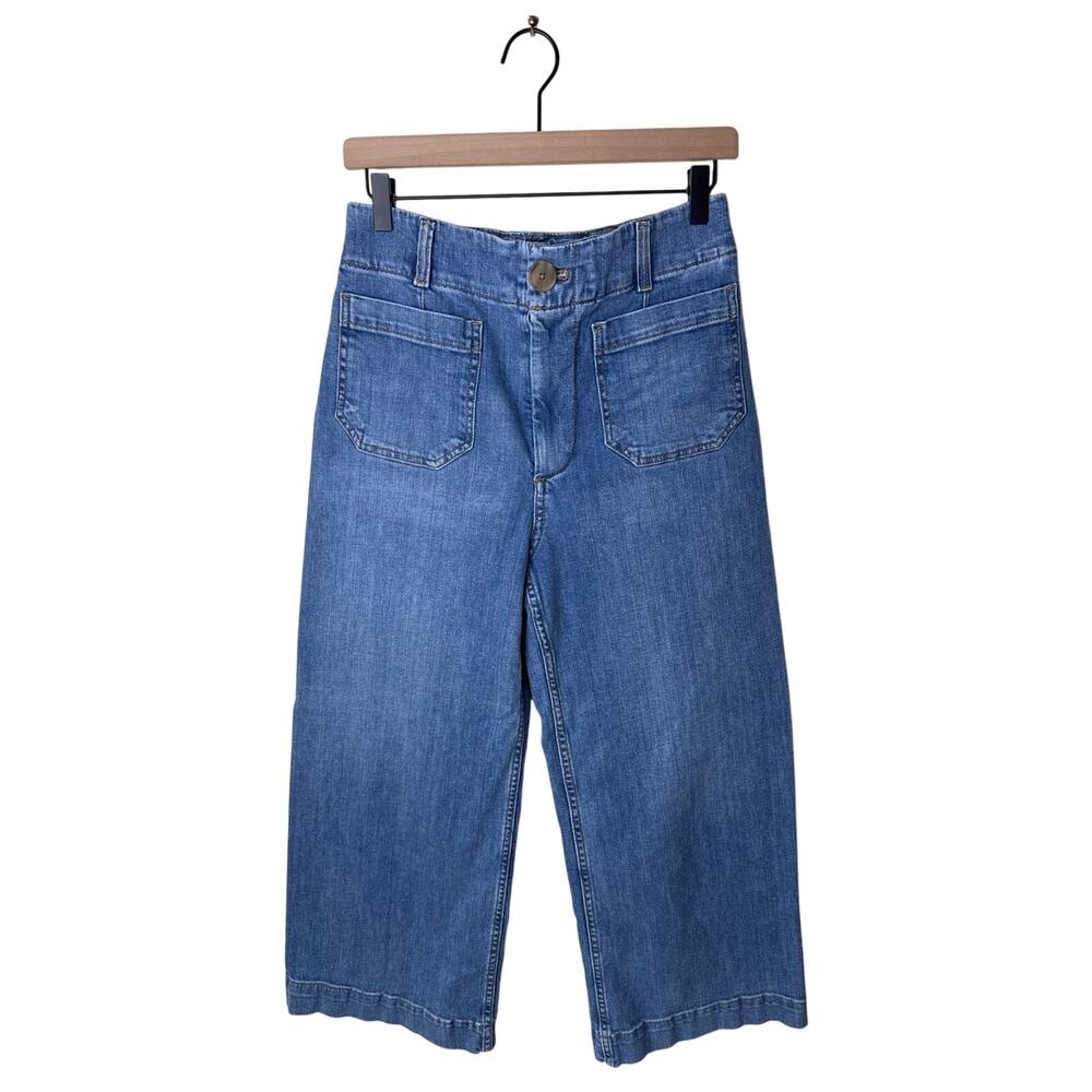 ANTHROPOLOGIE Maeve The Colette Wide Leg Cropped Jeans Blue Size 28